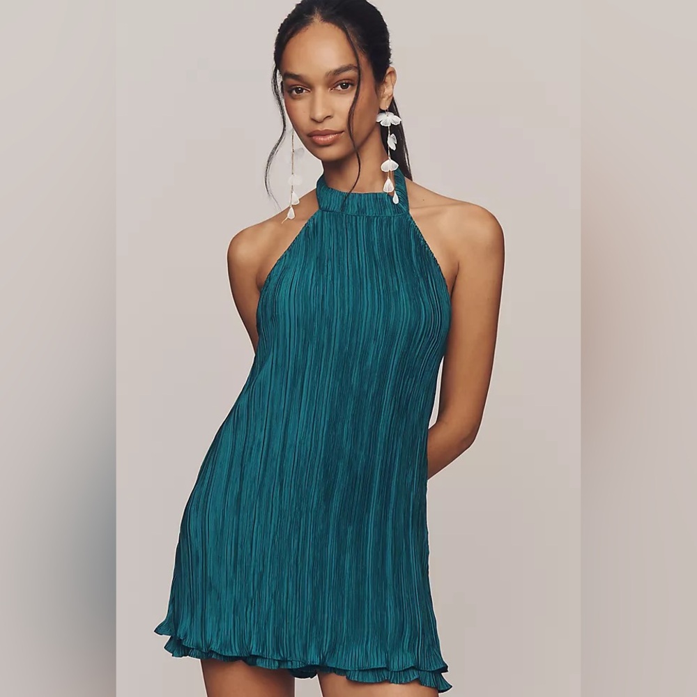 Anthropologie Emerald Plisse romper